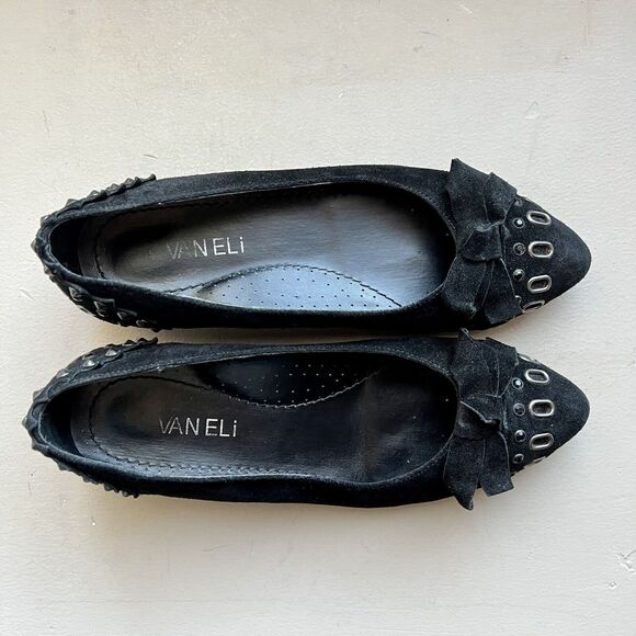 Vaneli Thisbe Black Suede Embellished Flats w/ Pointed Toes Women’s Size 6.5 M - Picture 7 of 15